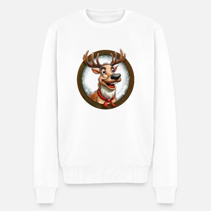 Weihnachtsrentiere - Männer Premium Bio Pullover - Weiß