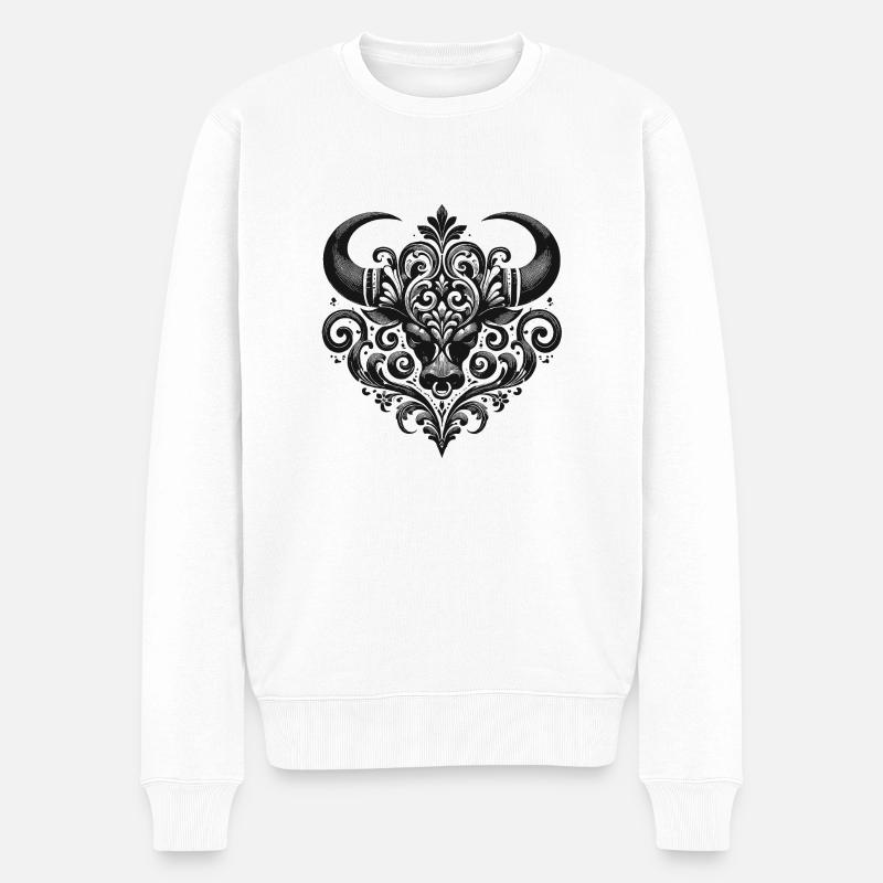 Stier - Männer Premium Bio Pullover - Weiß
