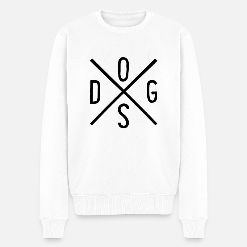Chien Hipster Croix - Pull Premium bio Homme - blanc