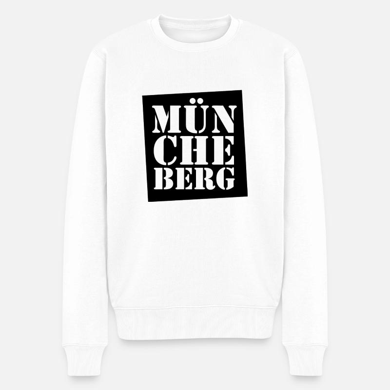 Müncheberg Stencil Cut Black - Männer Premium Bio Pullover - Weiß