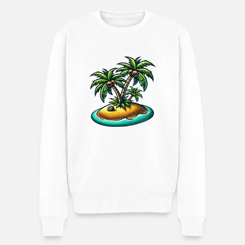 Palmiers de l’île - Pull Premium bio Homme - blanc