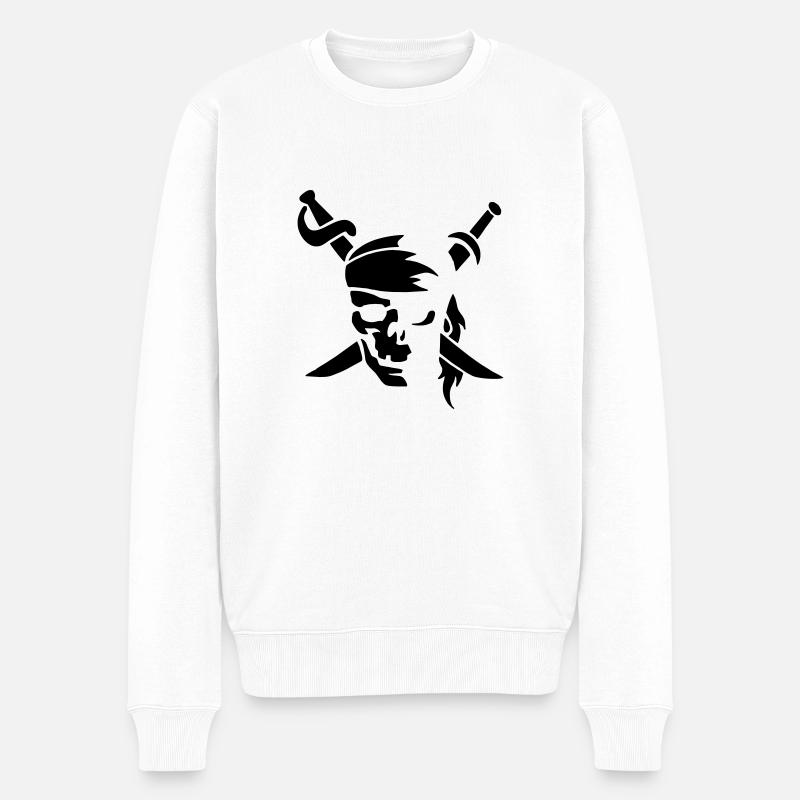 Pirate - Männer Premium Bio Pullover - Weiß