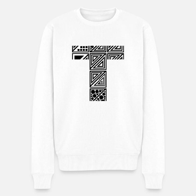 Buchstabe T - Männer Premium Bio Pullover - Weiß