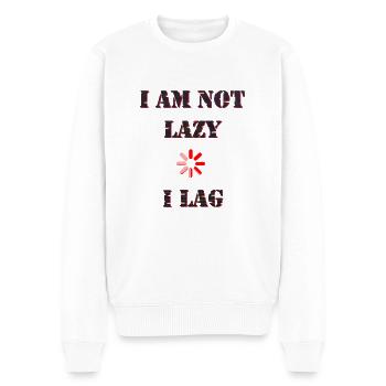 Not Lazy I lag - Pull Premium bio Homme - blanc - Devant - Thijin (182cm)