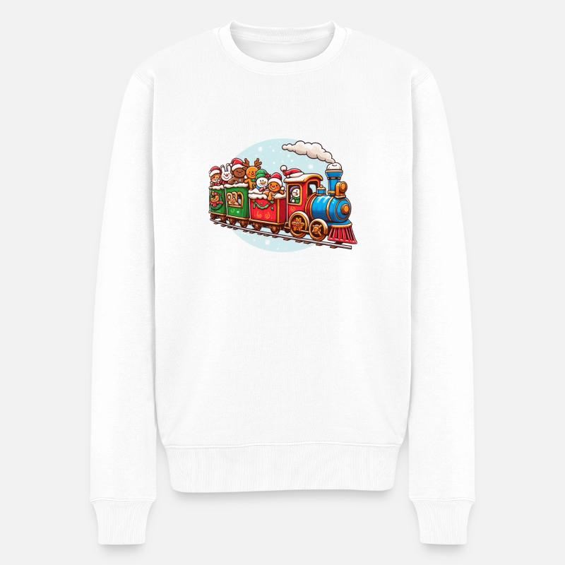 Weihnachten Weihnachtszug Zug Elfen Rentier Schnee - Männer Premium Bio Pullover - Weiß