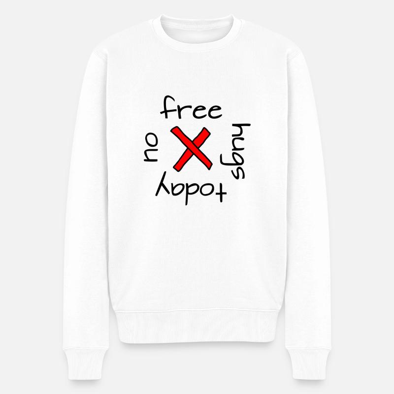 no free hugs today - Männer Premium Bio Pullover - Weiß