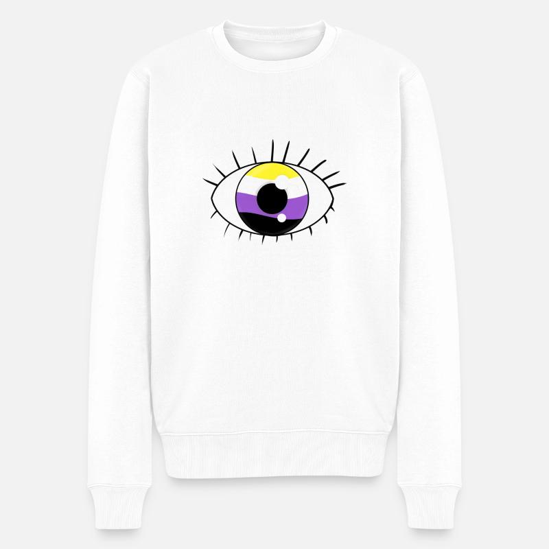 Auge nicht binär - Männer Premium Bio Pullover - Weiß