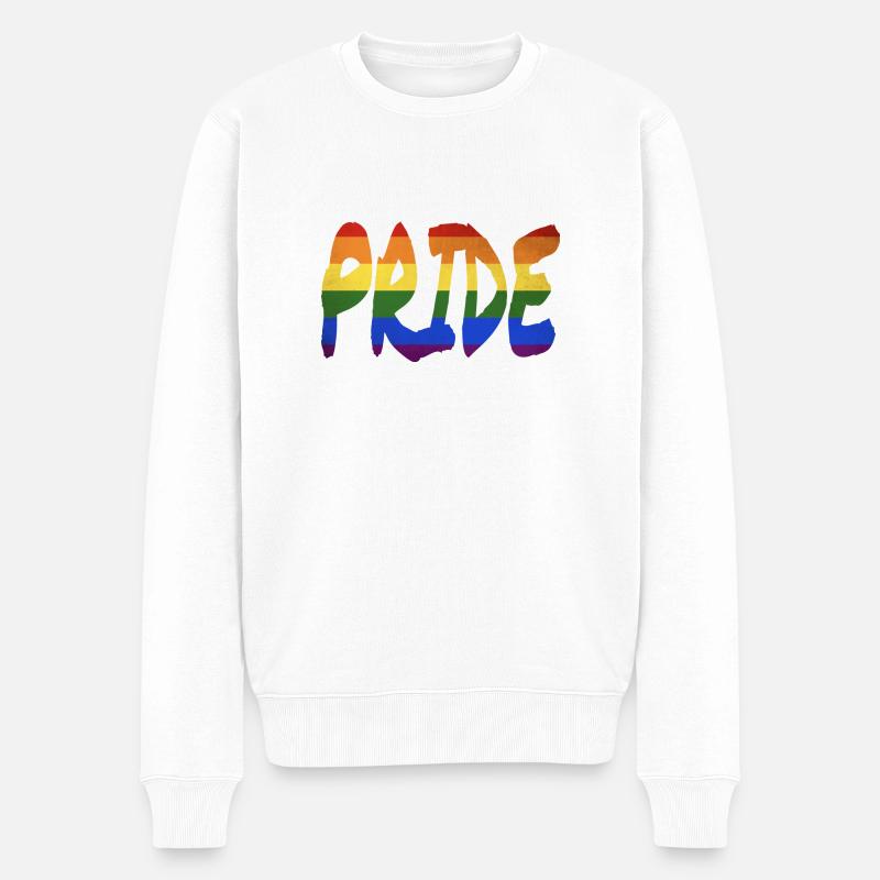 Lettrage LGBT+ Pride - Pull Premium bio Homme - blanc