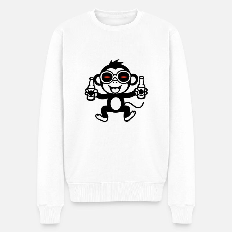 Party Affe - Männer Premium Bio Pullover - Weiß