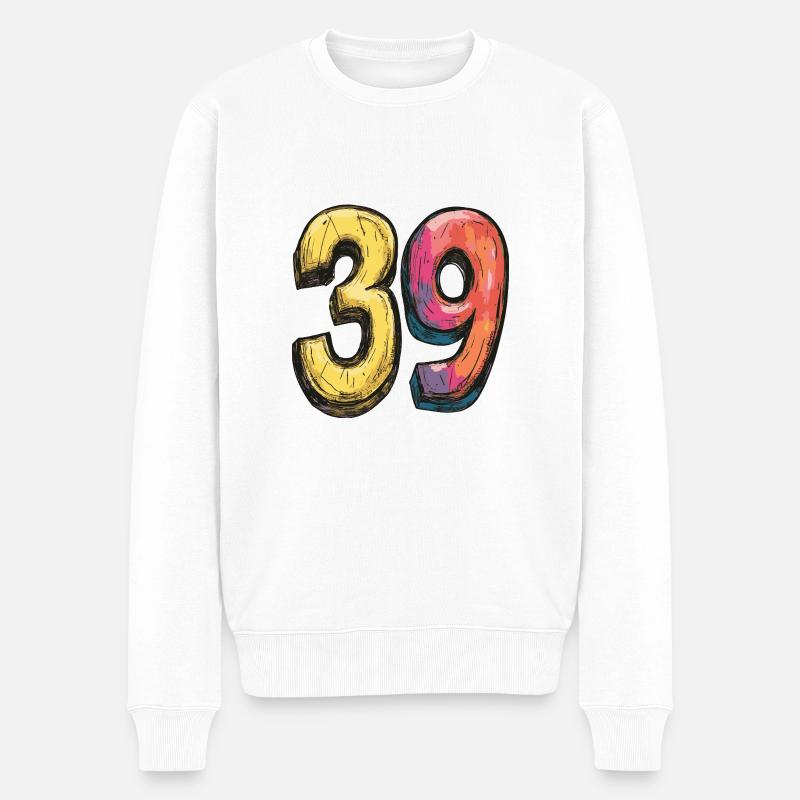 39 Symbole numérique - Pull Premium bio Homme - blanc