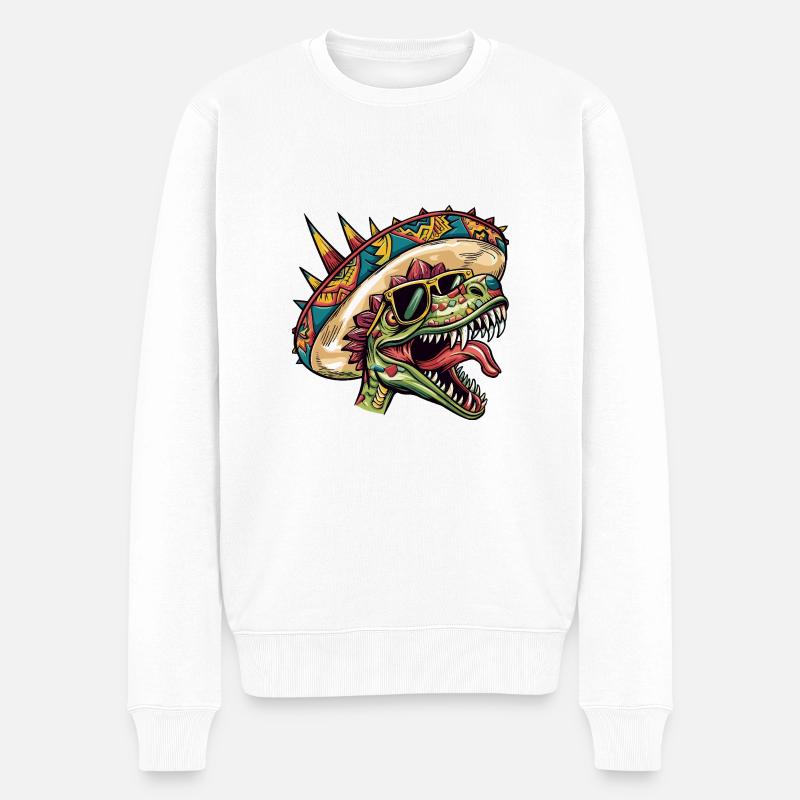 Dinosaurier stegosaurus Sombrero - Männer Premium Bio Pullover - Weiß