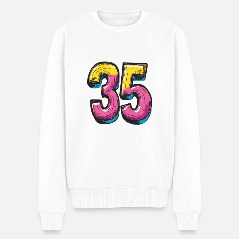 35 Symbole numérique - Pull Premium bio Homme - blanc