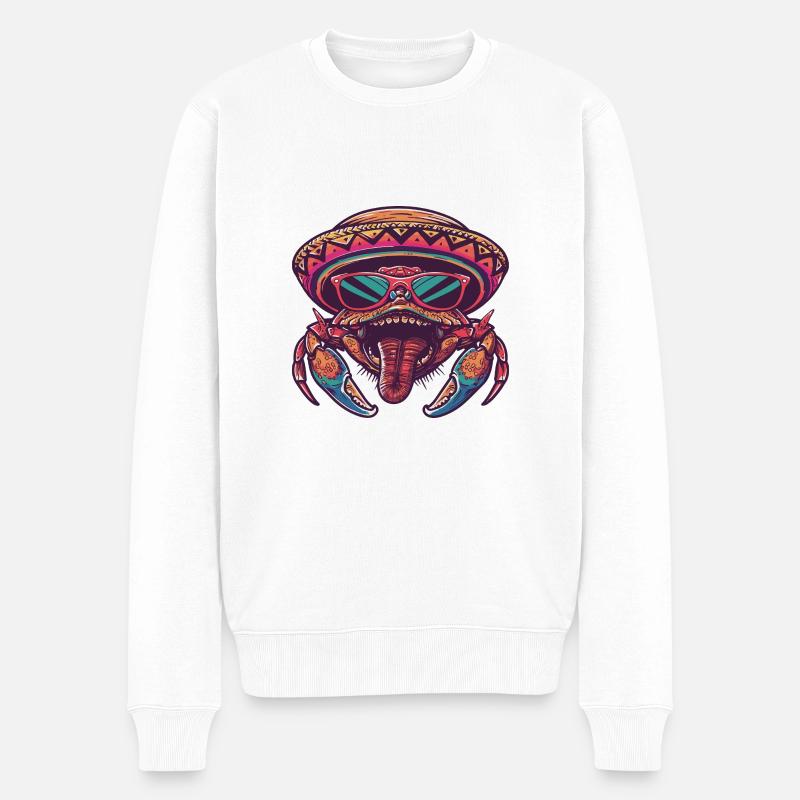 crabe crabe drôle sombrero - Pull Premium bio Homme - blanc