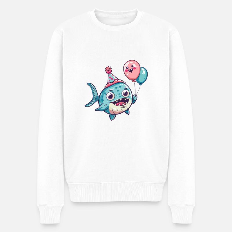 Piranha Poissons Anniversaire Bébé - Pull Premium bio Homme - blanc