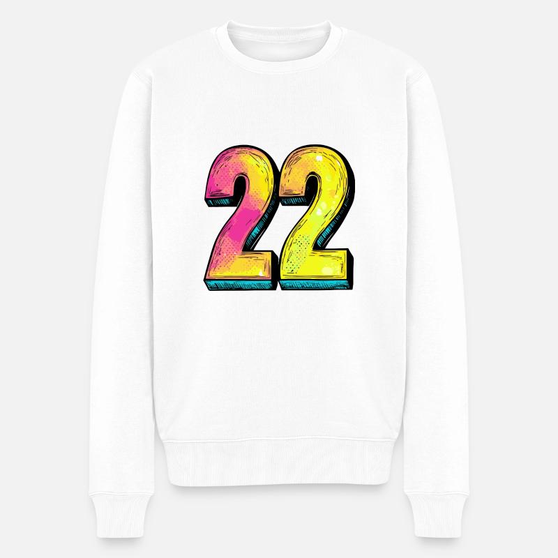 22 Symbole numérique - Pull Premium bio Homme - blanc