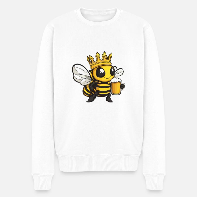 Biene Bier Lustig - Männer Premium Bio Pullover - Weiß