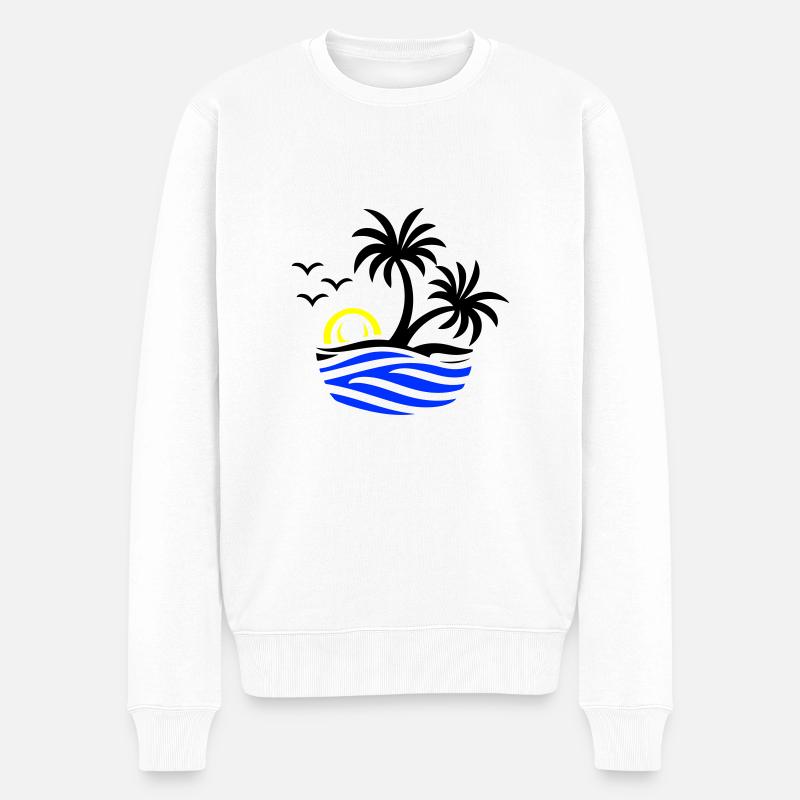 Île Palmiers Mer - Pull Premium bio Homme - blanc
