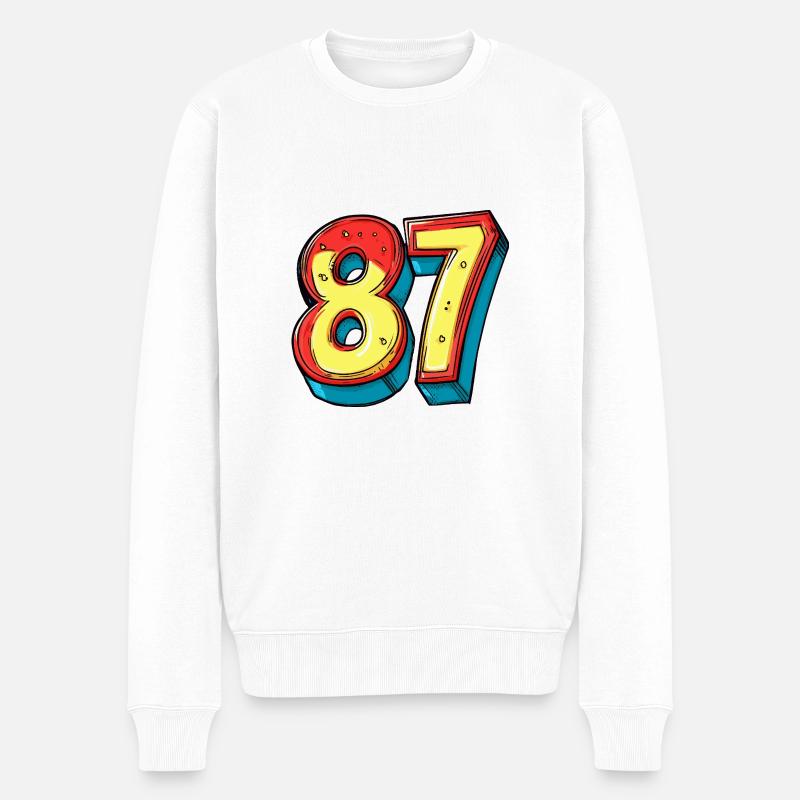 87 Zahl Symbol - Männer Premium Bio Pullover - Weiß