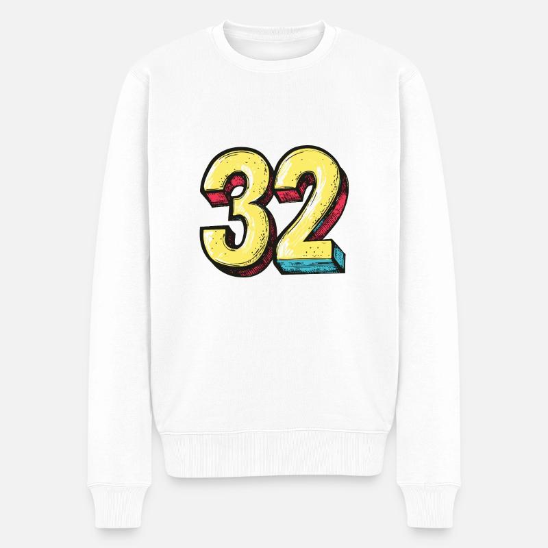 32 Symbole numérique - Pull Premium bio Homme - blanc