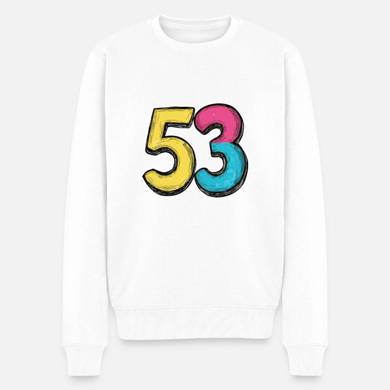 53 Zahl Symbol - Männer Premium Bio Pullover - Weiß