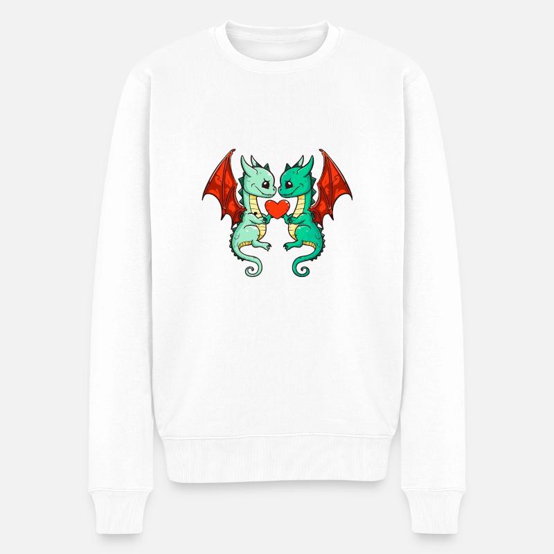 Couple Dragon Saint-Valentin - Pull Premium bio Homme - blanc