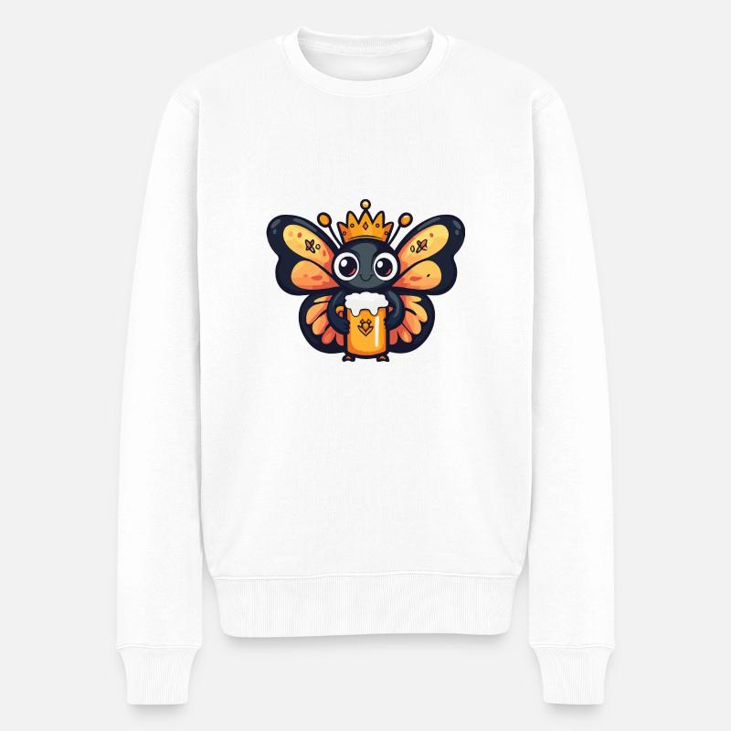 Schmetterling Bier Lustig - Männer Premium Bio Pullover - Weiß