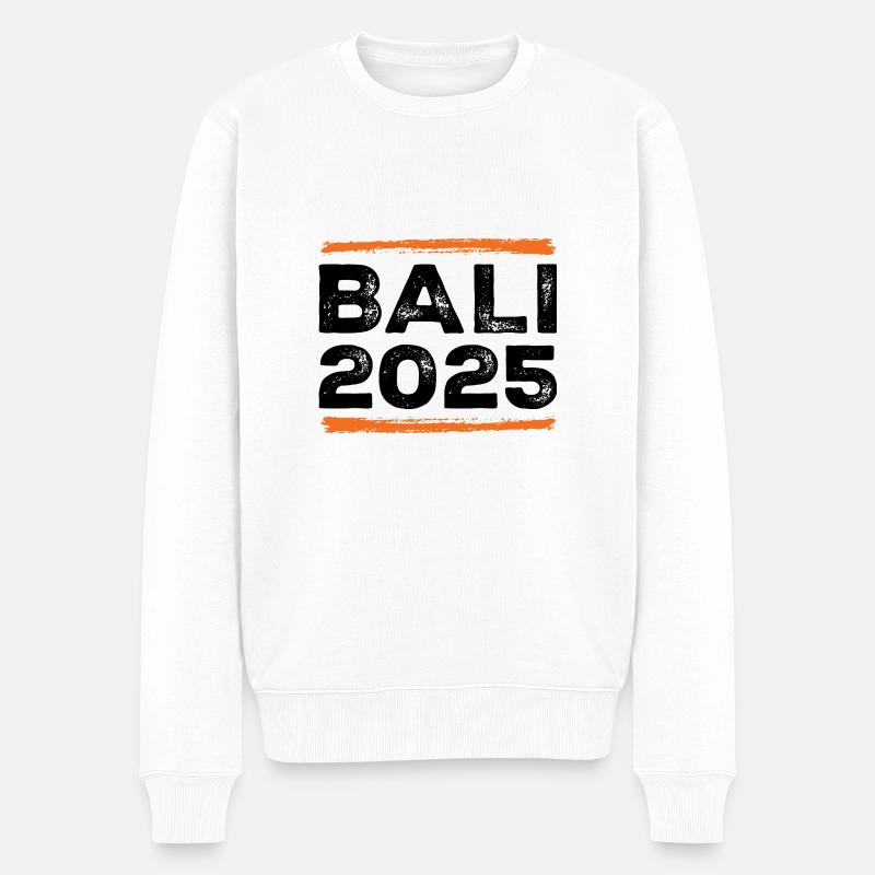 Bali 2025 Spruch - Männer Premium Bio Pullover - Weiß