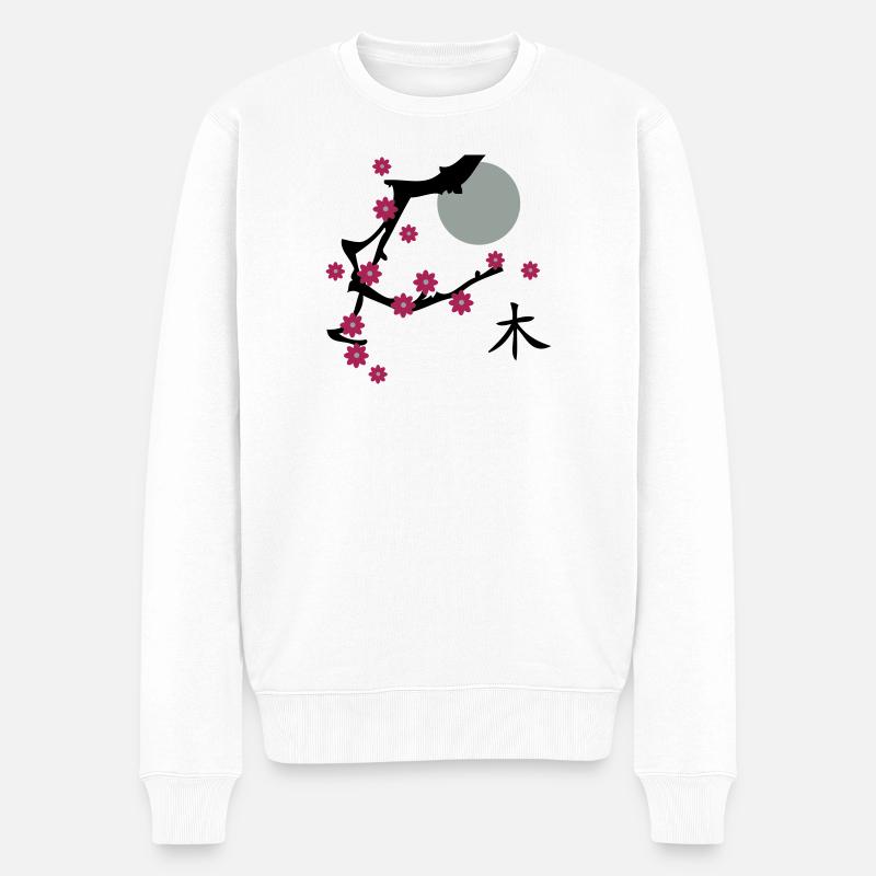 Cerise fleurs de cerisier fleur - Pull Premium bio Homme - blanc
