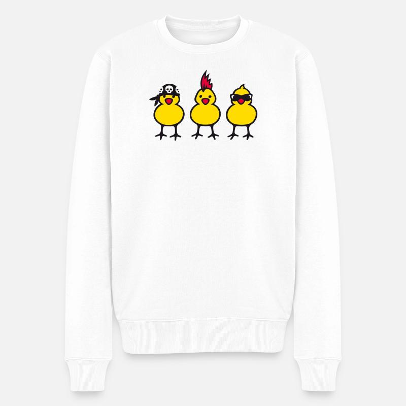 three chicks (b) - Pull Premium bio Homme - blanc