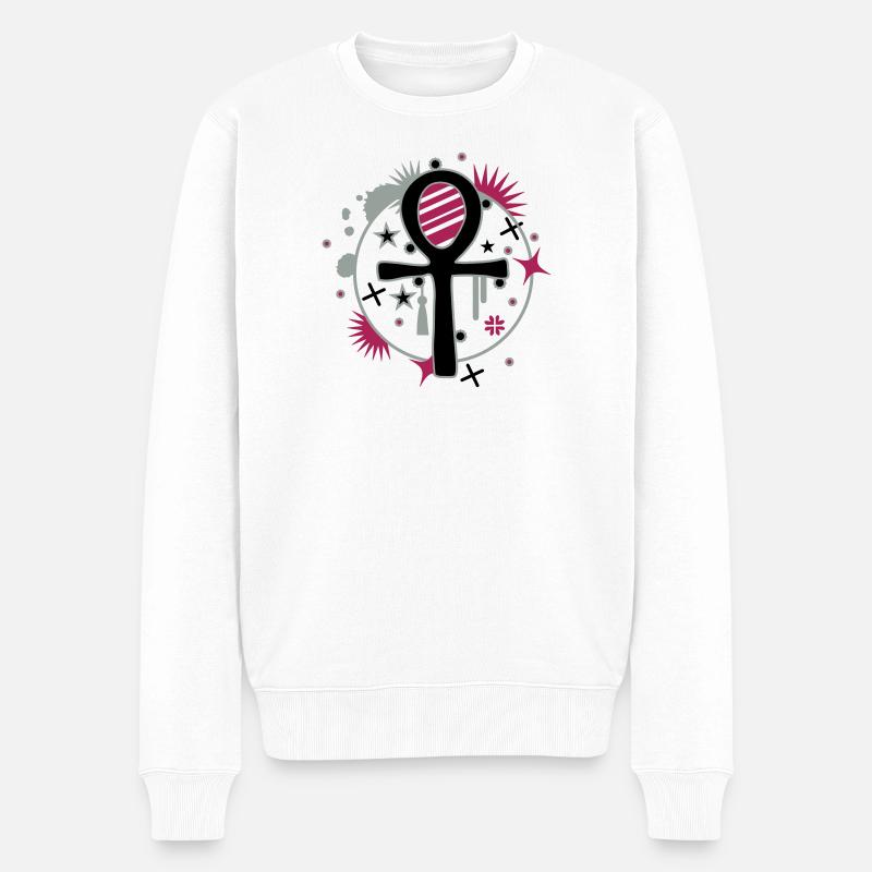 Ankh Symbol magisch und geheimnisvoll - Männer Premium Bio Pullover - Weiß
