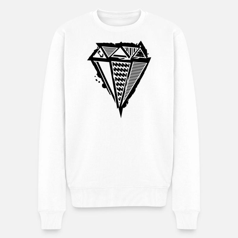 Diamant Graffiti - Männer Premium Bio Pullover - Weiß