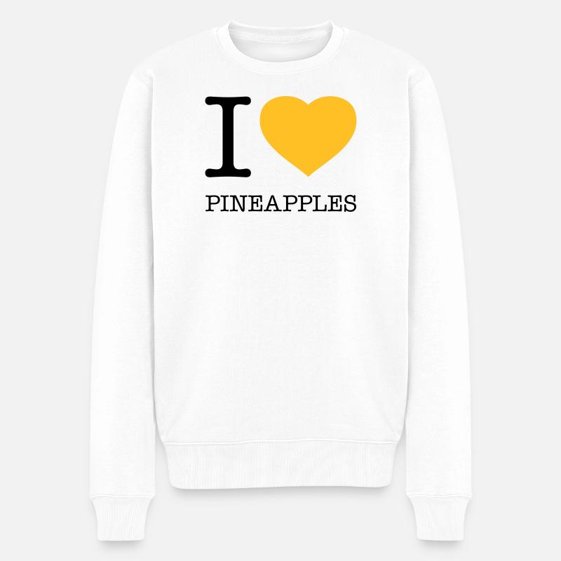 I LOVE PINEAPPLES Ananas - Männer Premium Bio Pullover - Weiß