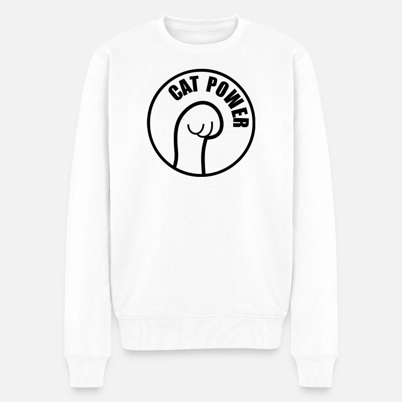 Cat Power - Männer Premium Bio Pullover - Weiß