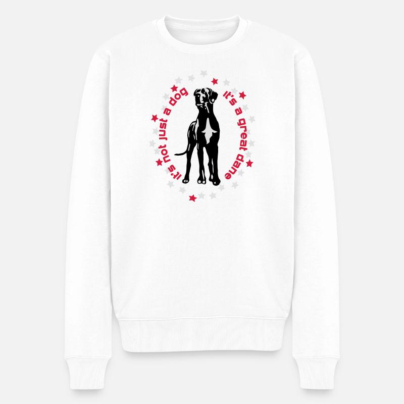 c'est un grand danois qui précède Great Dane - Pull Premium bio Homme - blanc