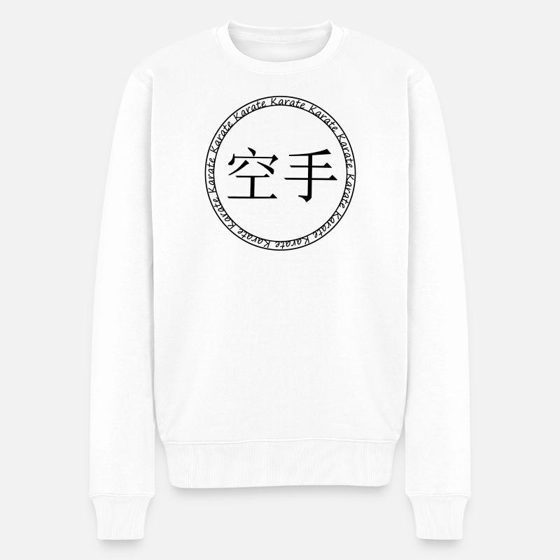 Karate Schriftzeichen Schrift chinesisch japanisch - Männer Premium Bio Pullover - Weiß