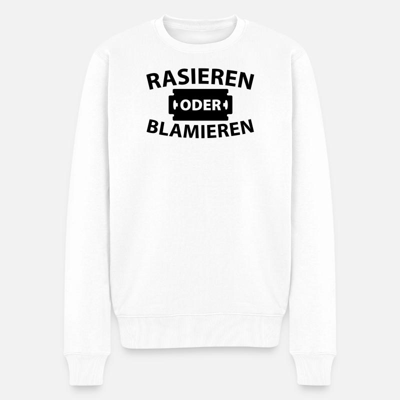 Rasieren oder blamieren - Männer Premium Bio Pullover - Weiß