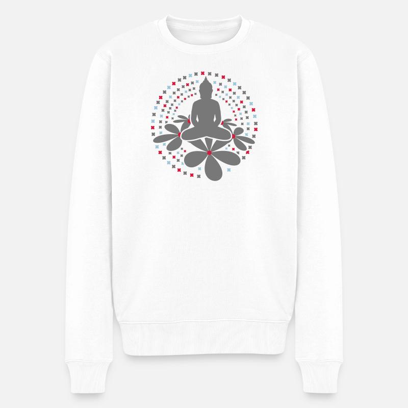 Buddha Mandala - Männer Premium Bio Pullover - Weiß