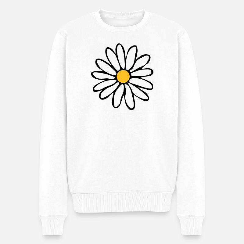 Margeriten - Männer Premium Bio Pullover - Weiß