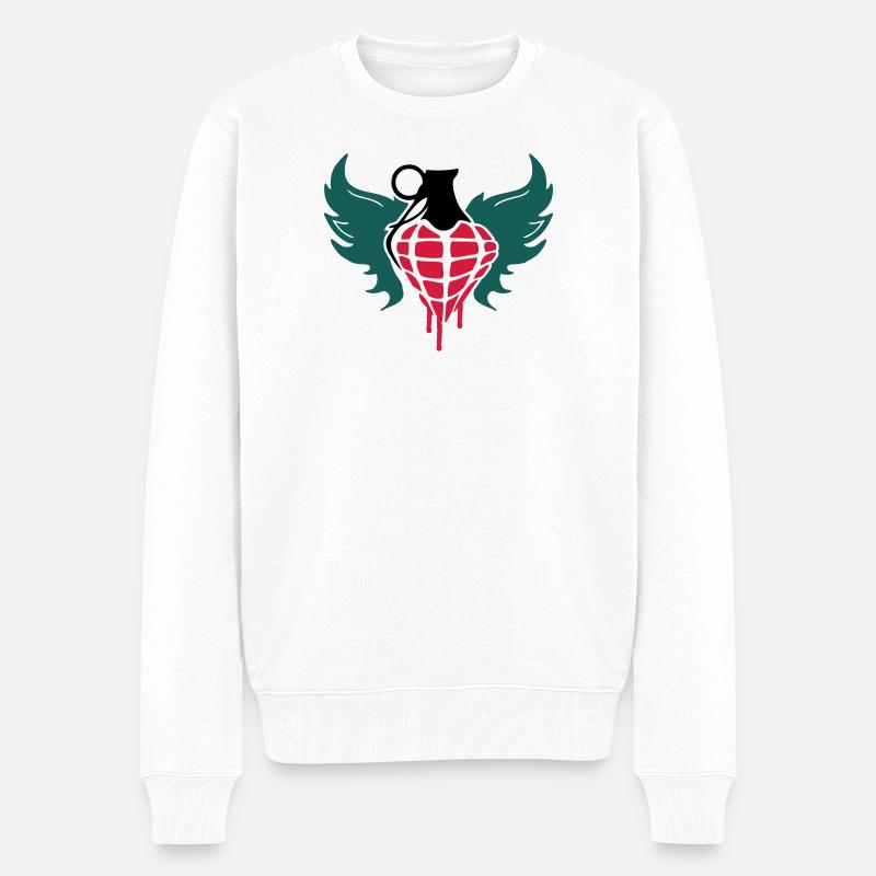 Grenade coeur avec des ailes - Pull Premium bio Homme - blanc
