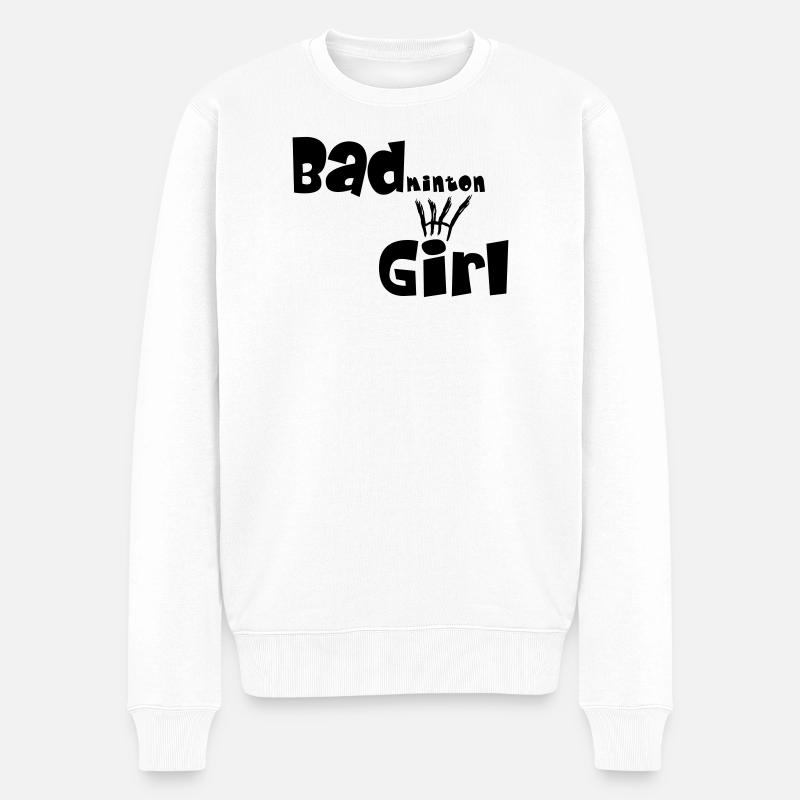 Badminton Girl - Männer Premium Bio Pullover - Weiß