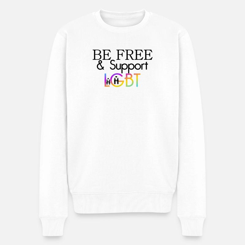 Be Free & Support LGBT Geschenk - Männer Premium Bio Pullover - Weiß