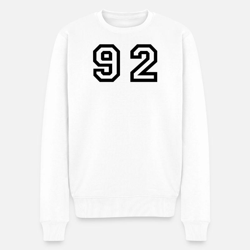 Number - 92 - Ninety Zwei - Männer Premium Bio Pullover - Weiß