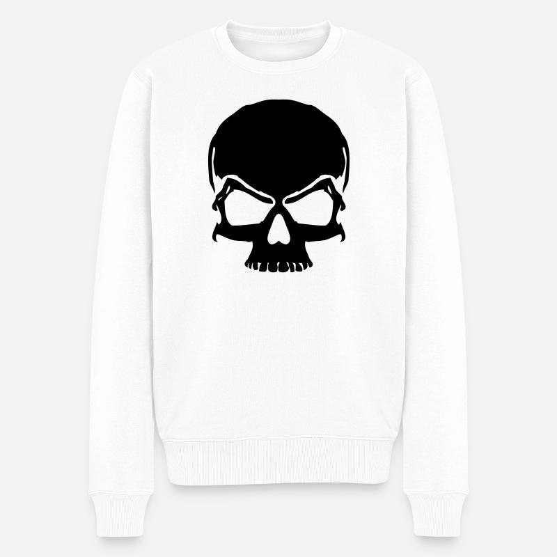 totenkopf skull pirat - Männer Premium Bio Pullover - Weiß