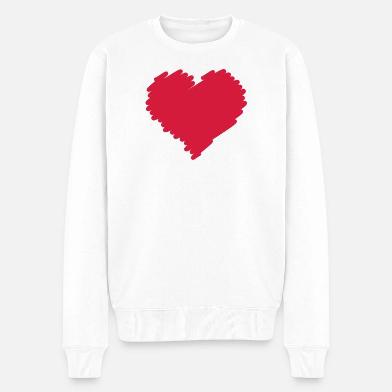 Herz - Männer Premium Bio Pullover - Weiß
