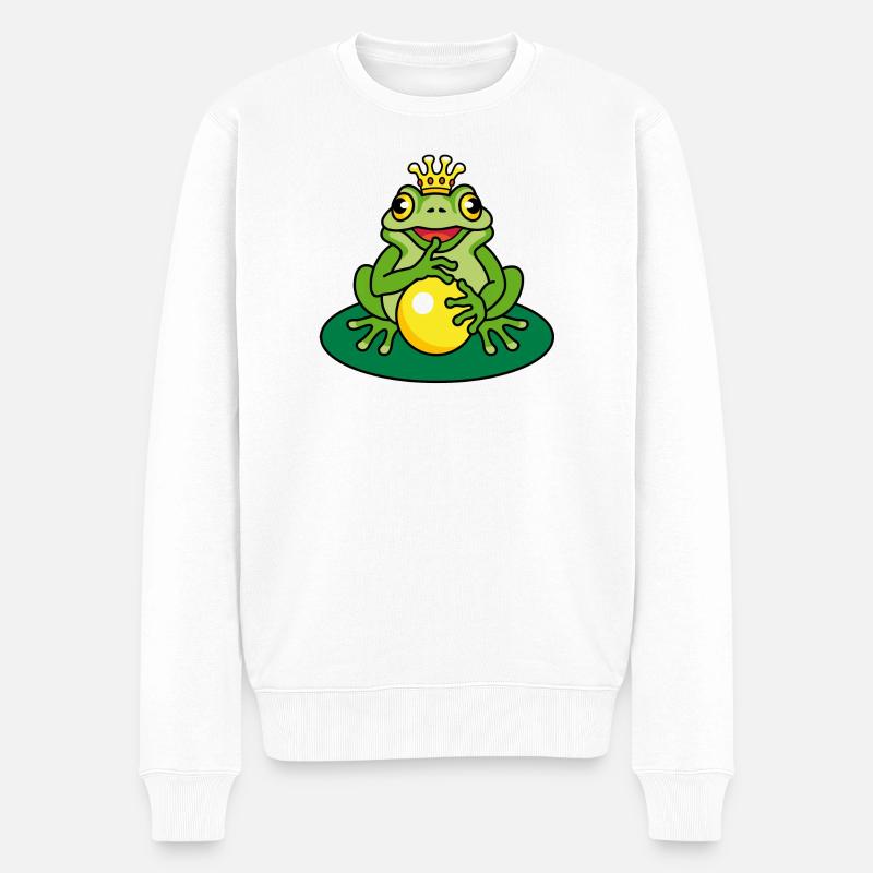 Frog King (f) - Männer Premium Bio Pullover - Weiß