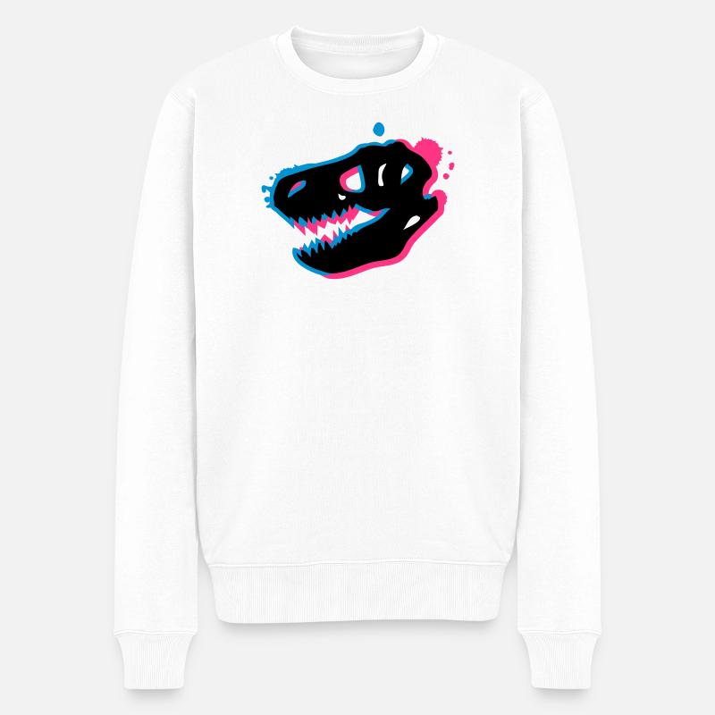 Un T-Rex crâne de 3-D - Pull Premium bio Homme - blanc