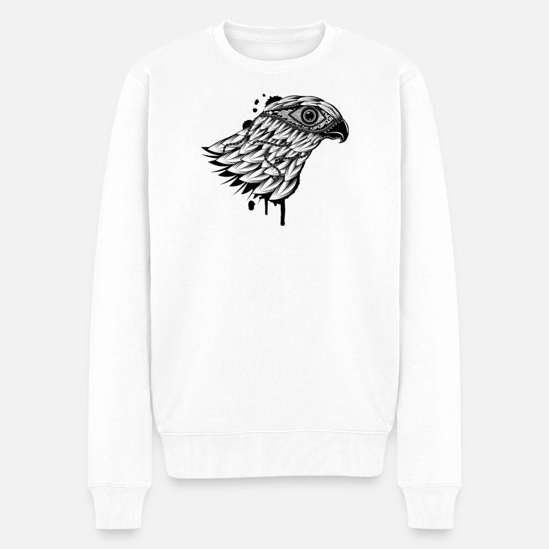 Kopf eines Falken - Männer Premium Bio Pullover - Weiß