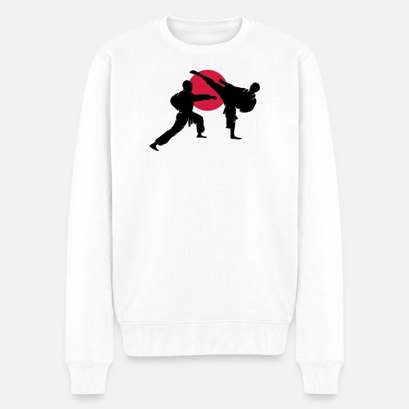 deux silhouettes de karateka - Pull Premium bio Homme - blanc