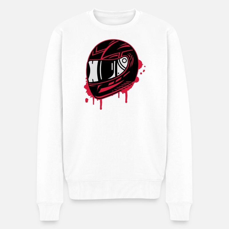 Motorradhelm Graffiti - Männer Premium Bio Pullover - Weiß