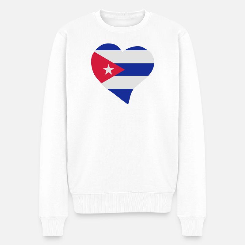 Cuban Herz - Männer Premium Bio Pullover - Weiß